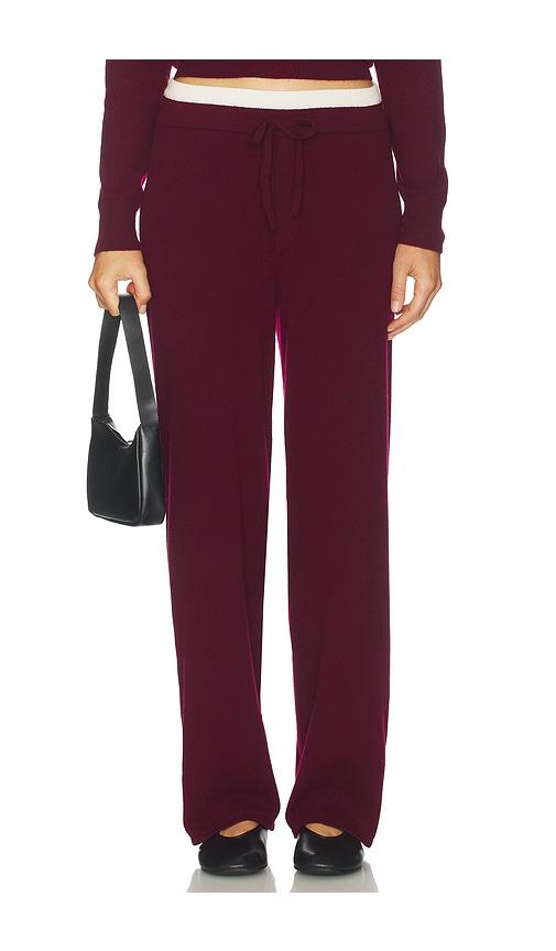 artless tove layered pant in burgundy.