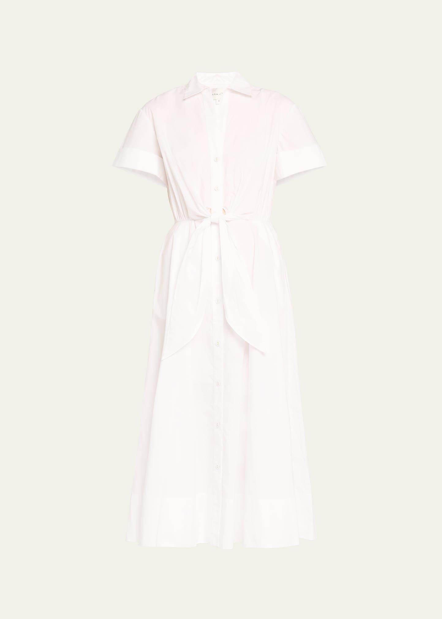 asbury self-tie waist cotton poplin midi dress