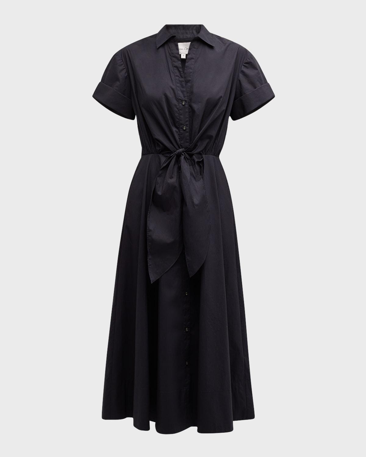 asbury self-tie waist cotton poplin midi dress
