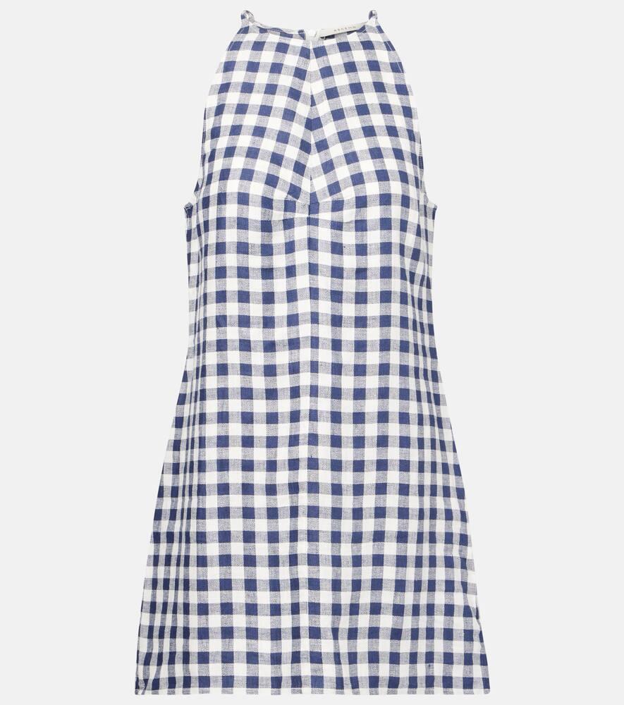 asceno antiqua gingham linen minidress