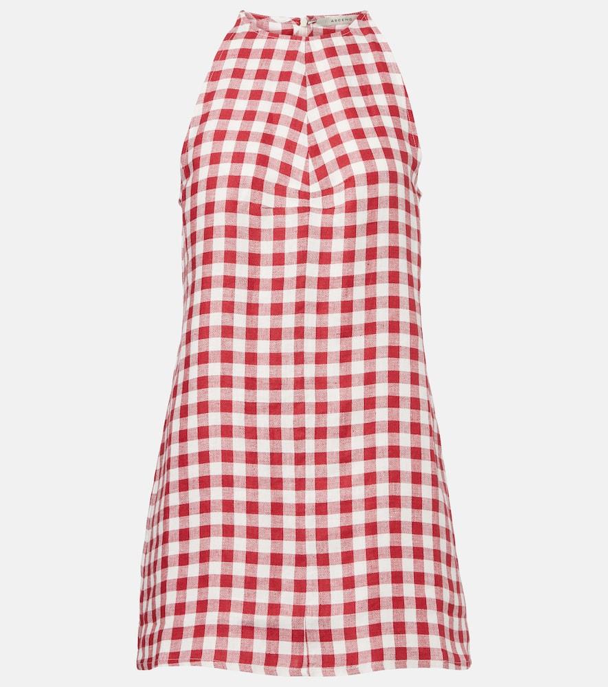 asceno antiqua gingham linen minidress