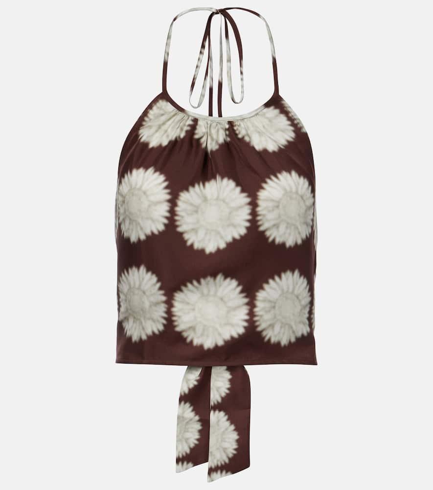 asceno bello printed halterneck silk top