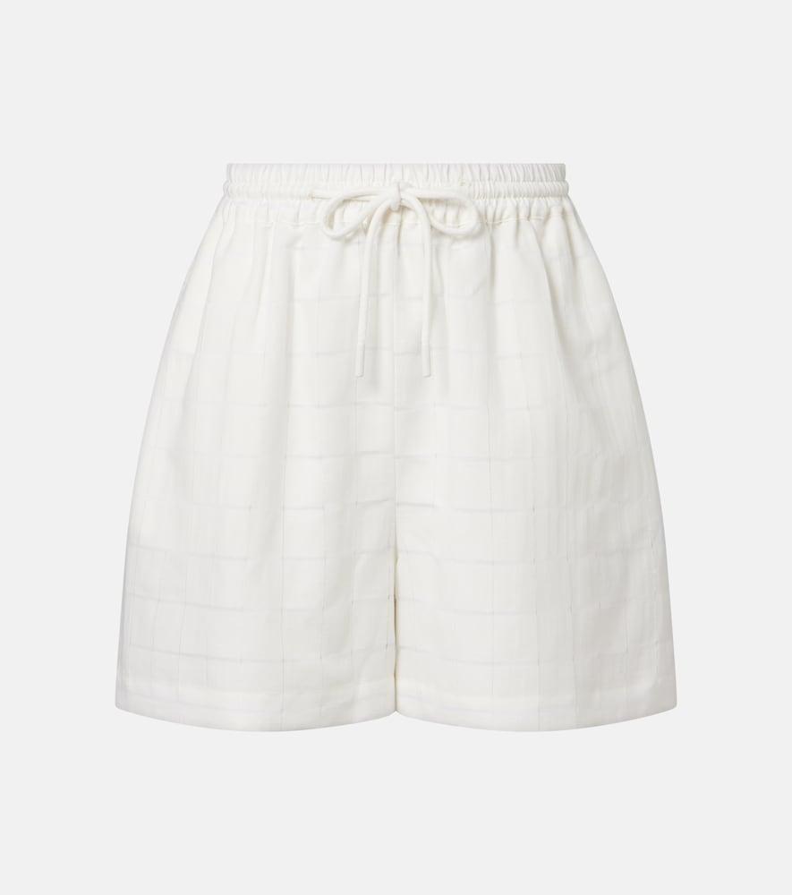 asceno boston checked linen and cotton shorts