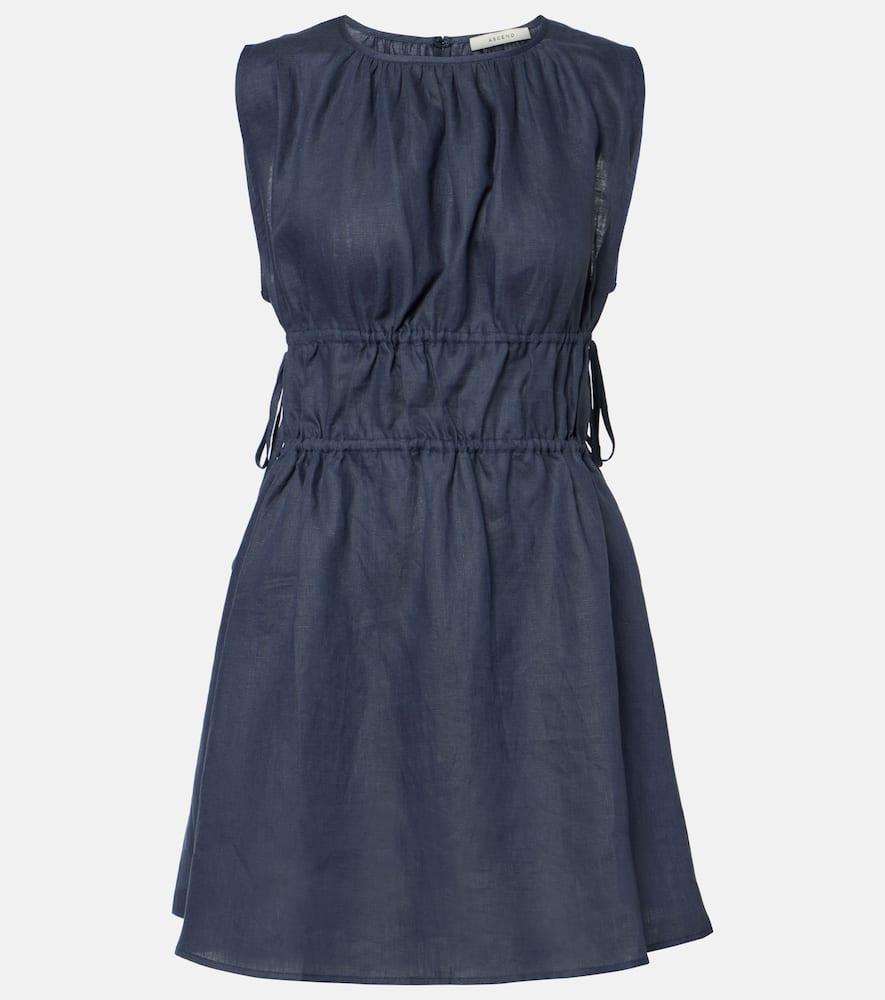 asceno como gathered linen minidress