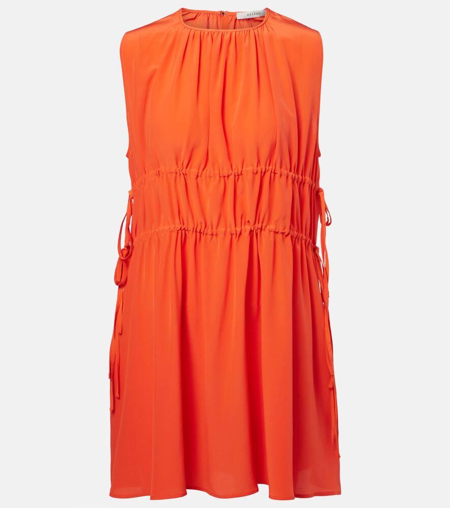 asceno como ruched silk crêpe minidress
