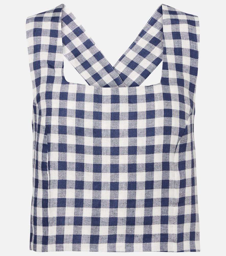 asceno cozumel gingham linen crop top