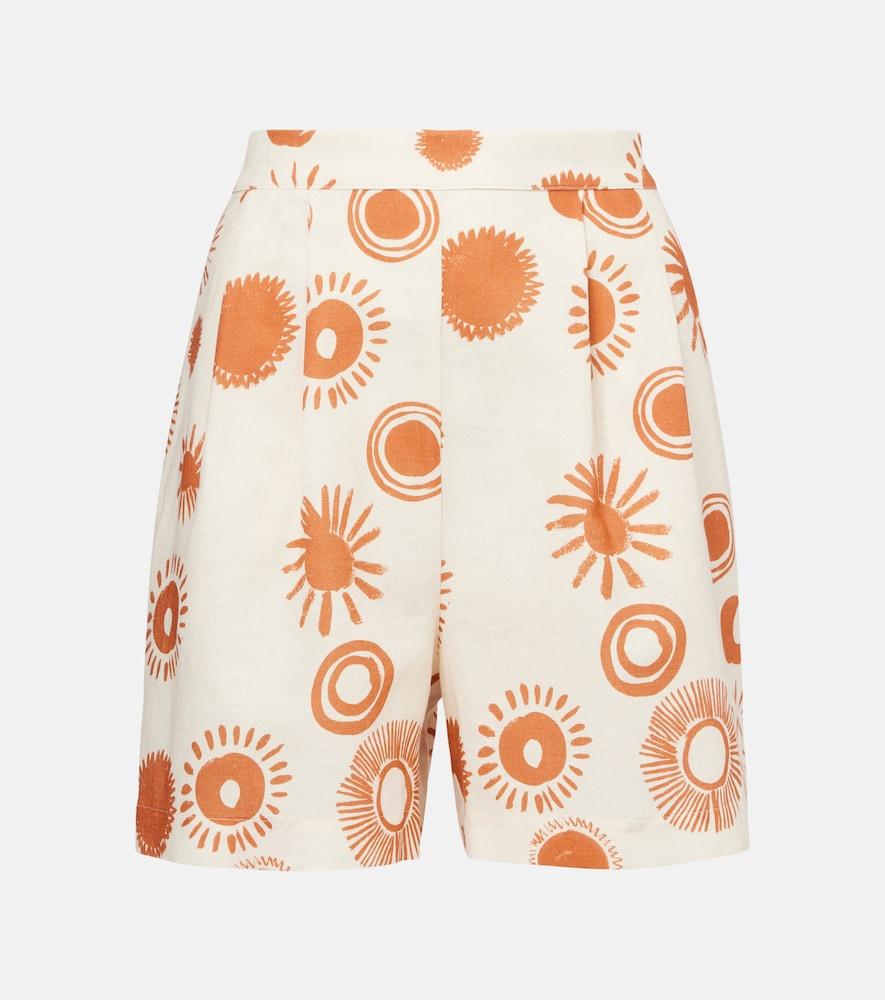 asceno dallas printed linen and cotton shorts