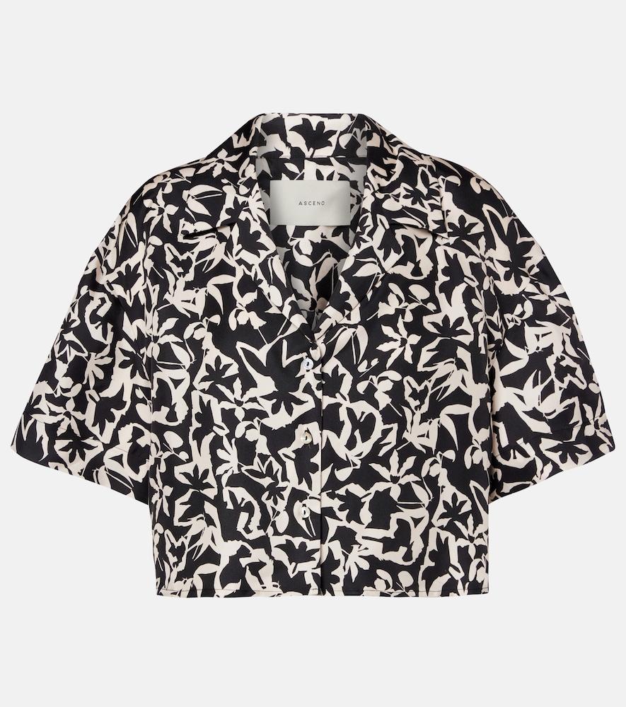 asceno lincoln printed cropped silk twill shirt