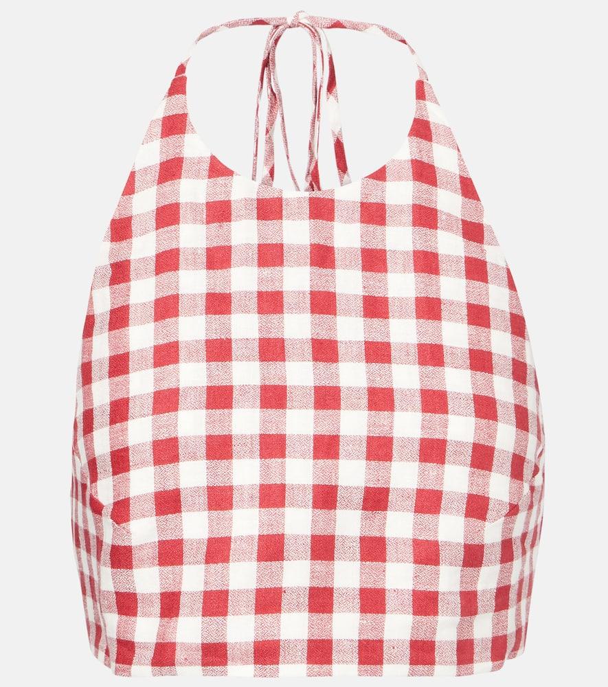 asceno marseille gingham linen crop top