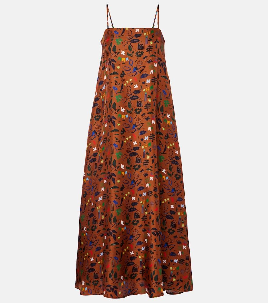 asceno melfi printed silk twill midi dress