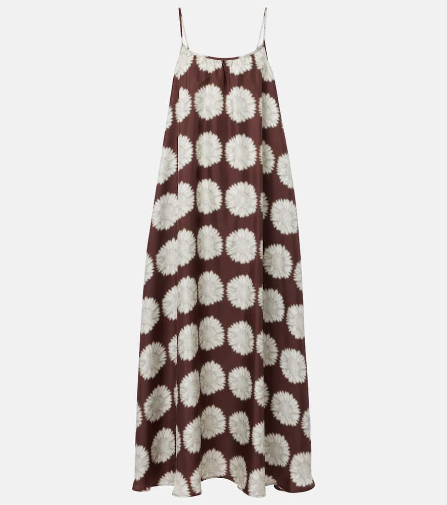 asceno napoli floral silk twill maxi dress