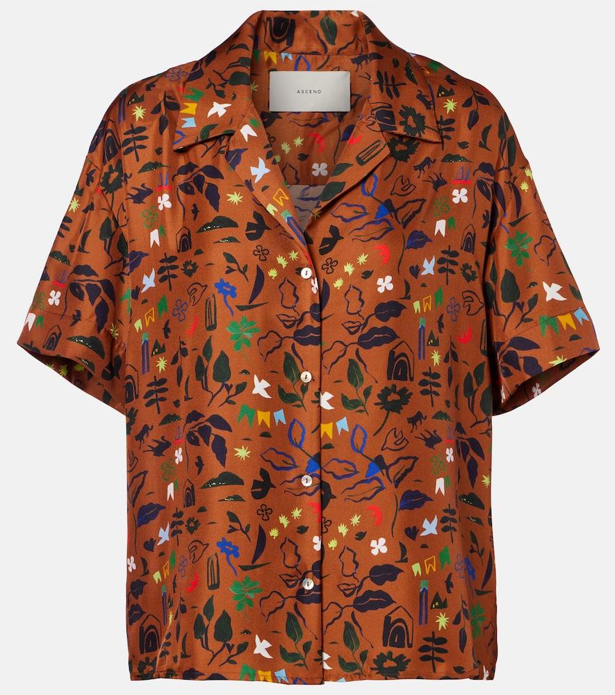 asceno prague printed silk twill shirt