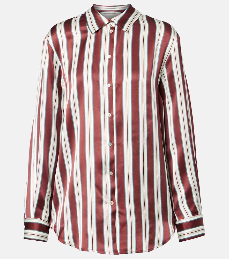 asceno striped silk satin pajama shirt
