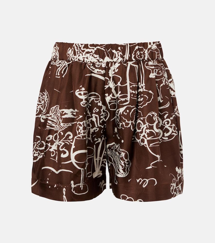 asceno zurich printed silk twill shorts
