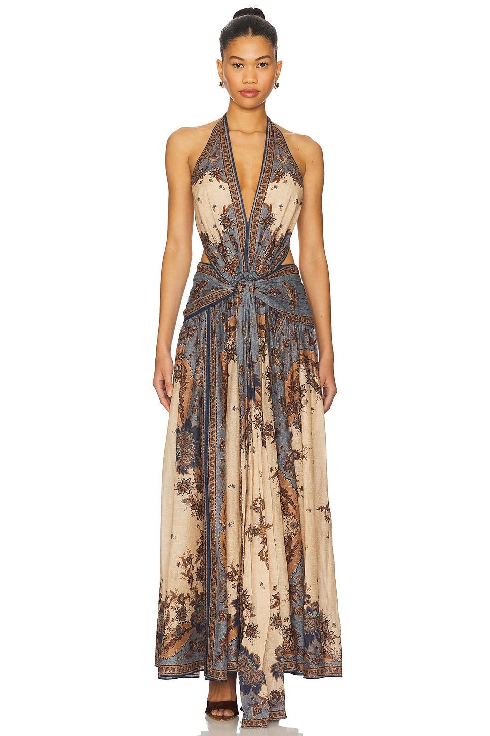 ascension plunge halter maxi dress