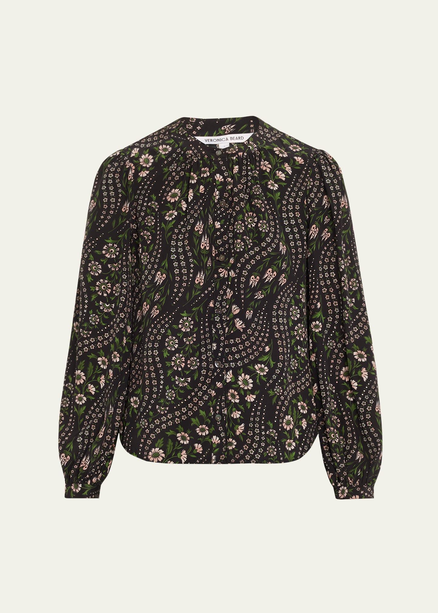 ashlynn floral-print silk top
