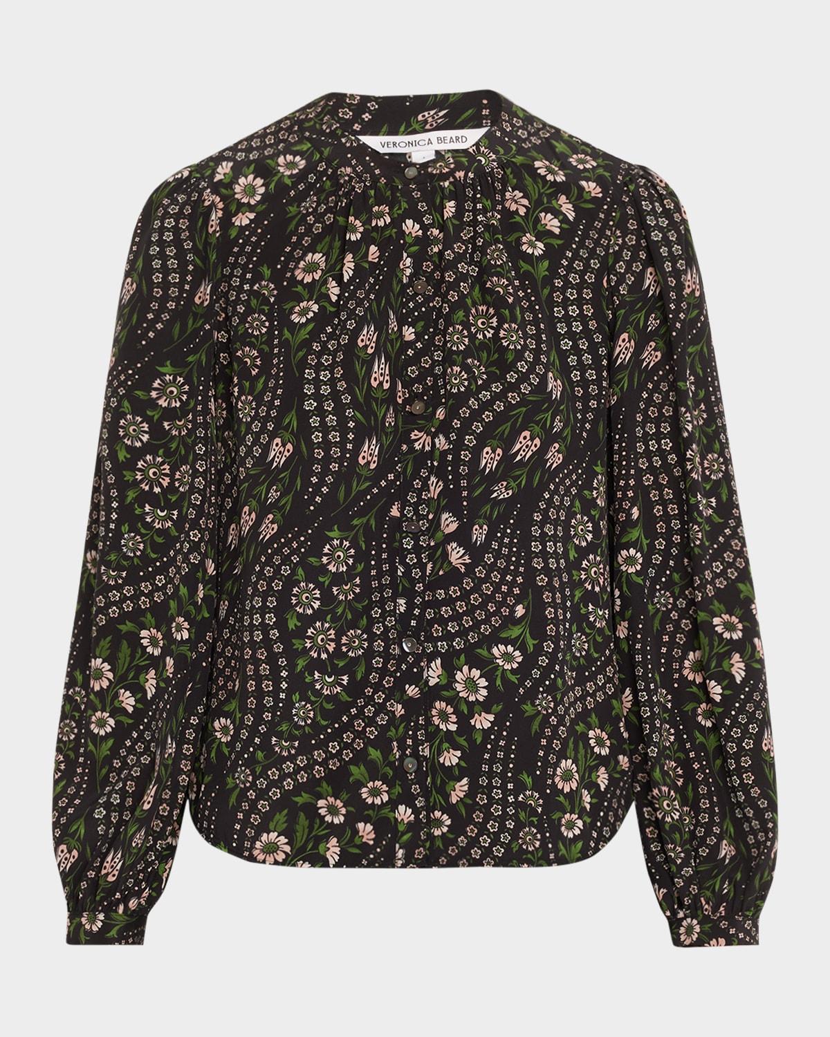 ashlynn floral-print silk top