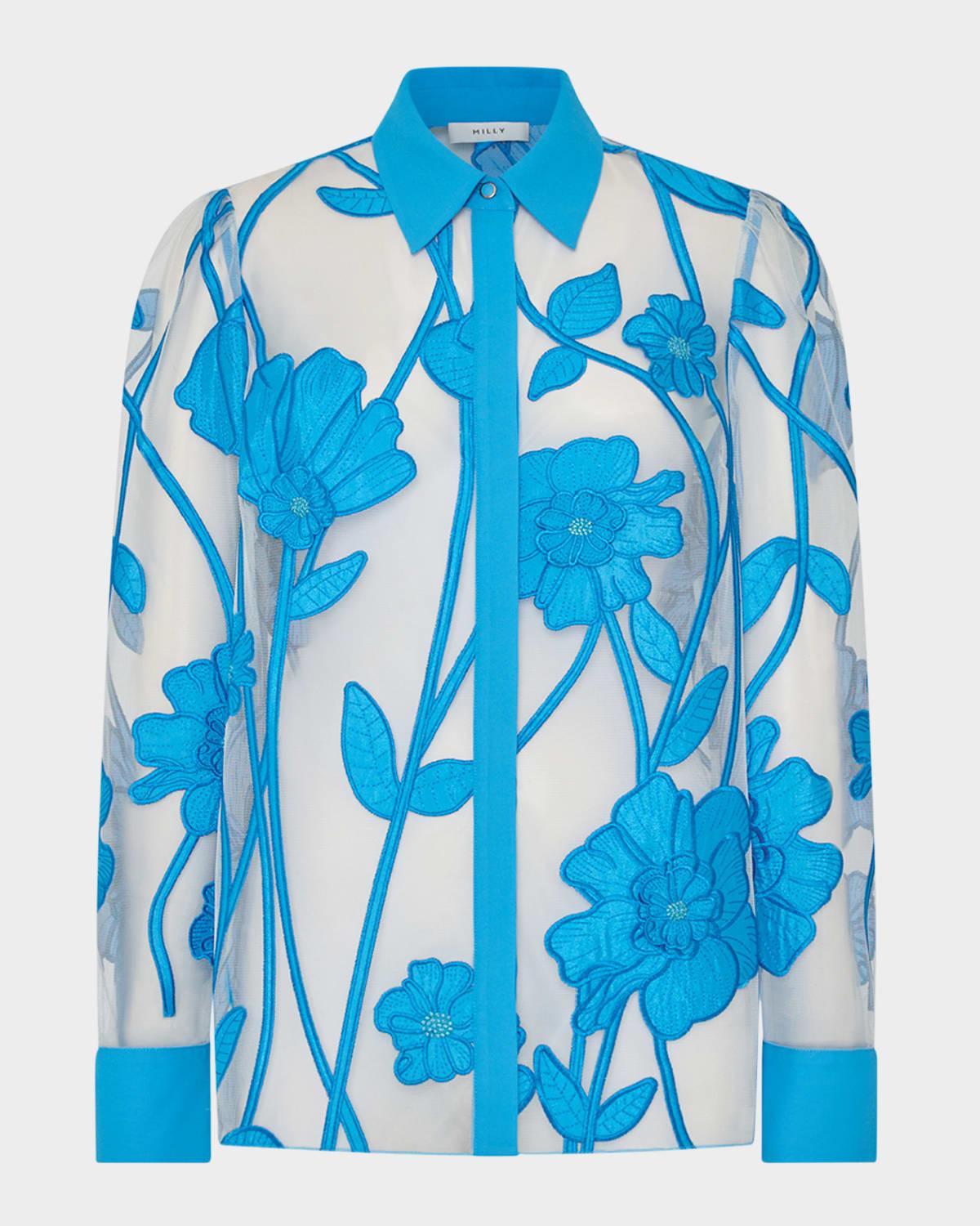 ashton sheer floral-embroidered top