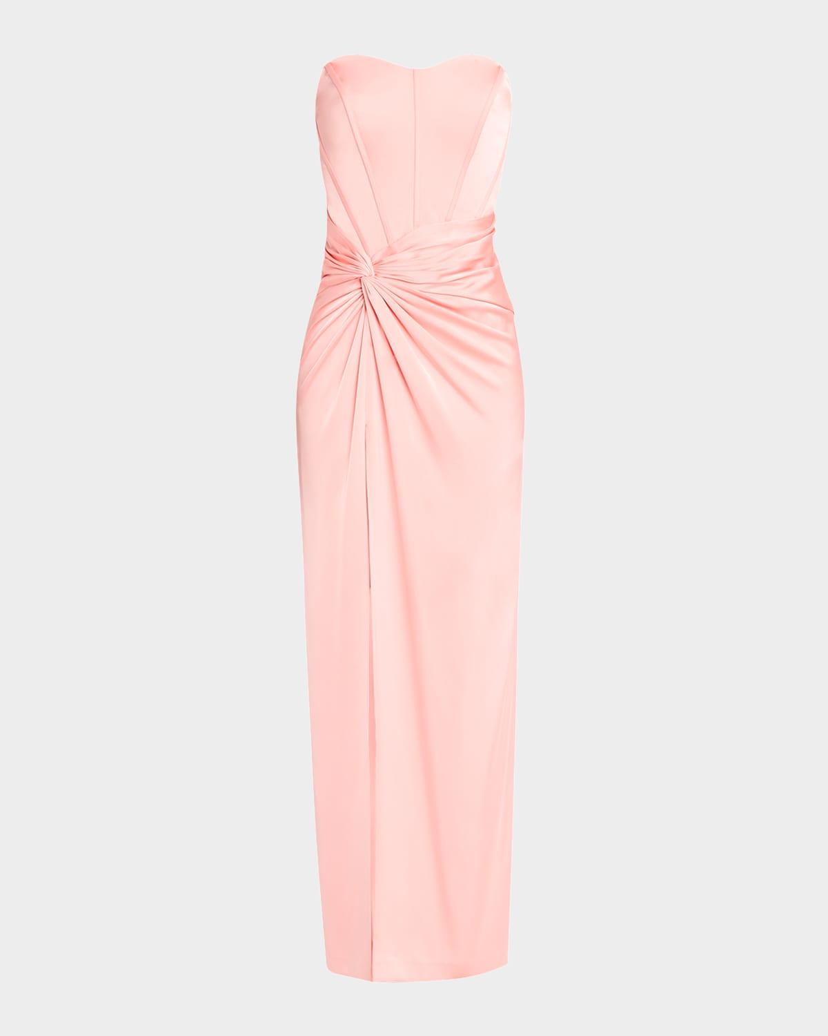 aspen strapless side-twist bustier gown