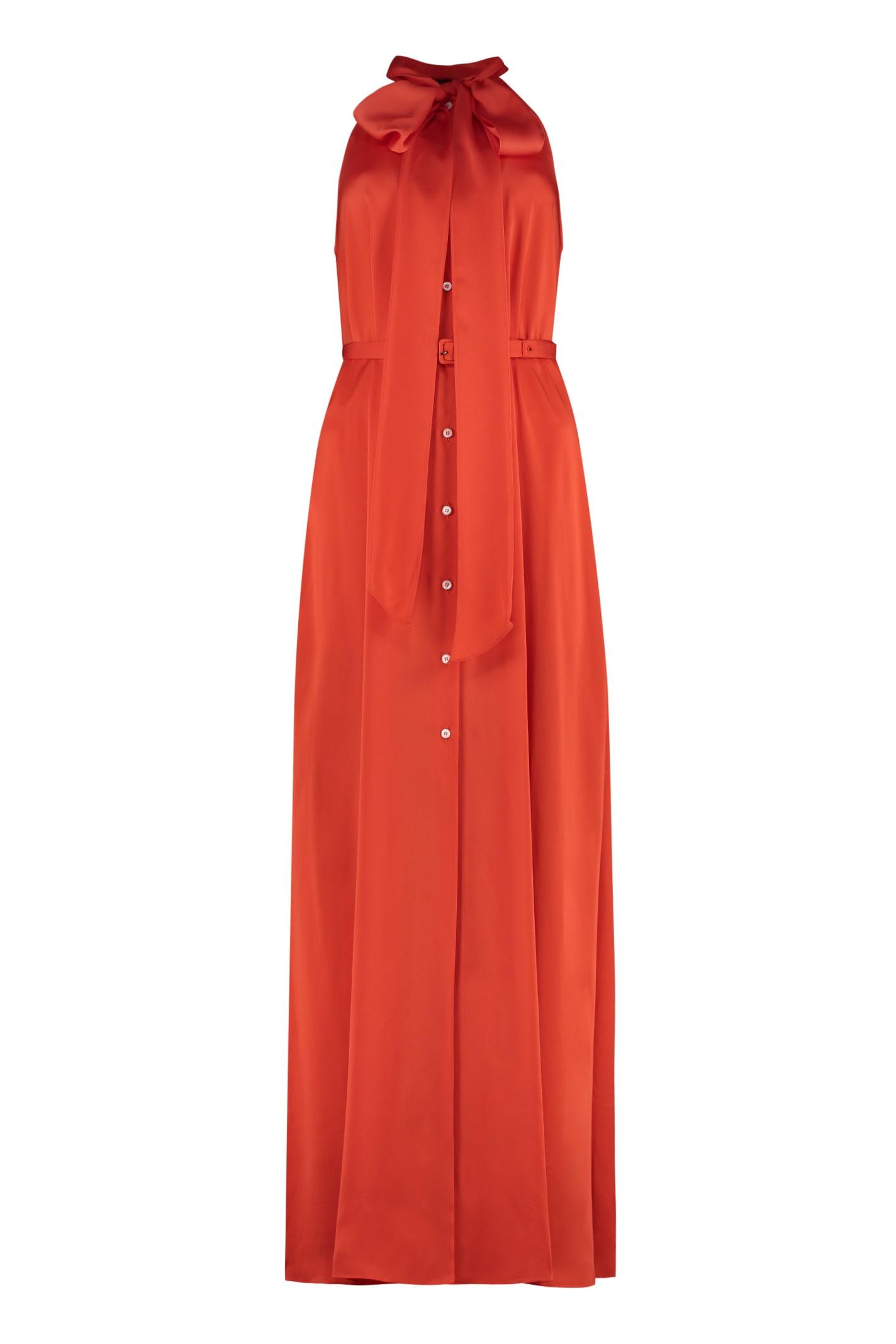 aspesi pussy-bow silk shirtdress