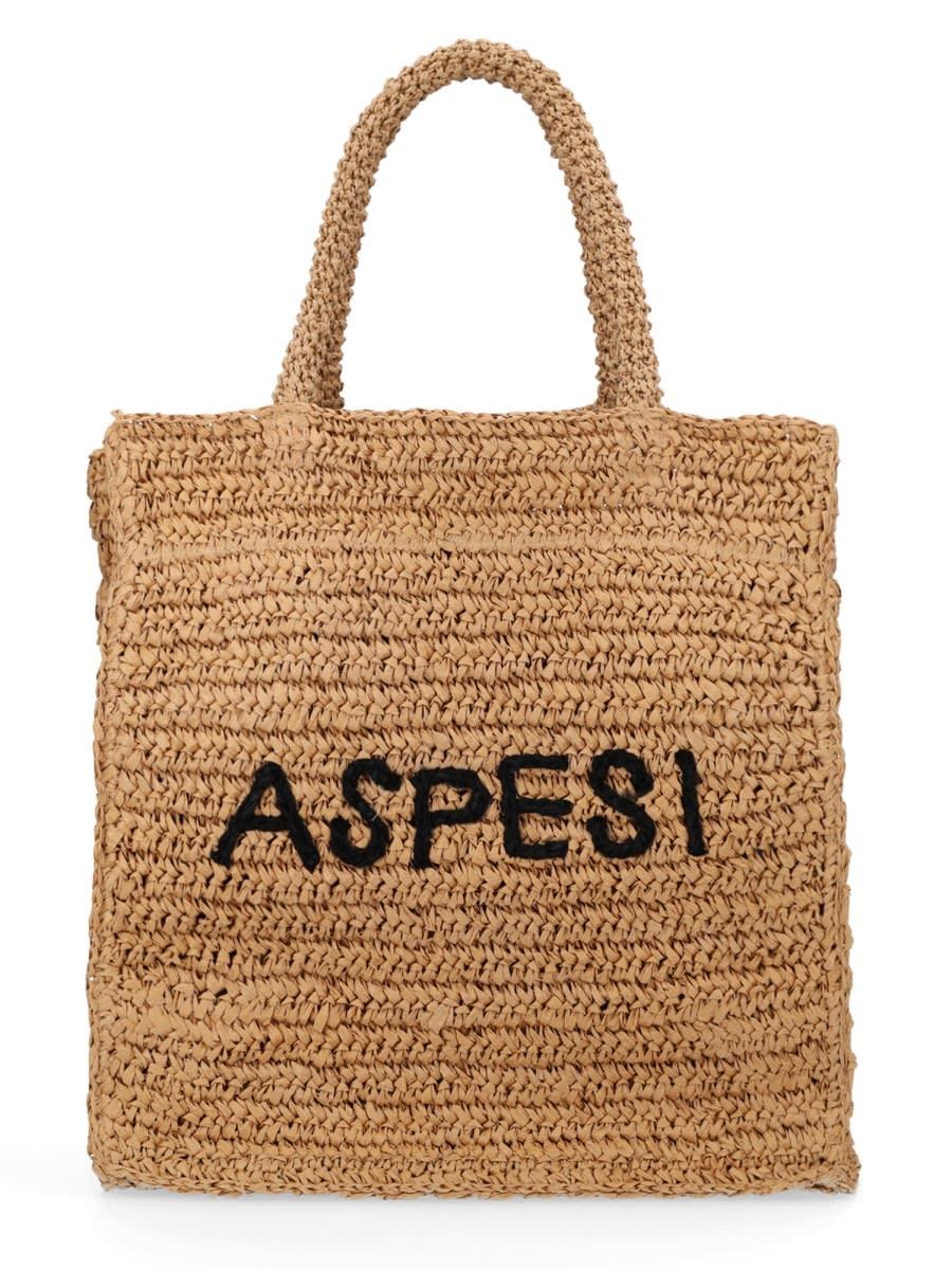 aspesi shopper bag with embroidery