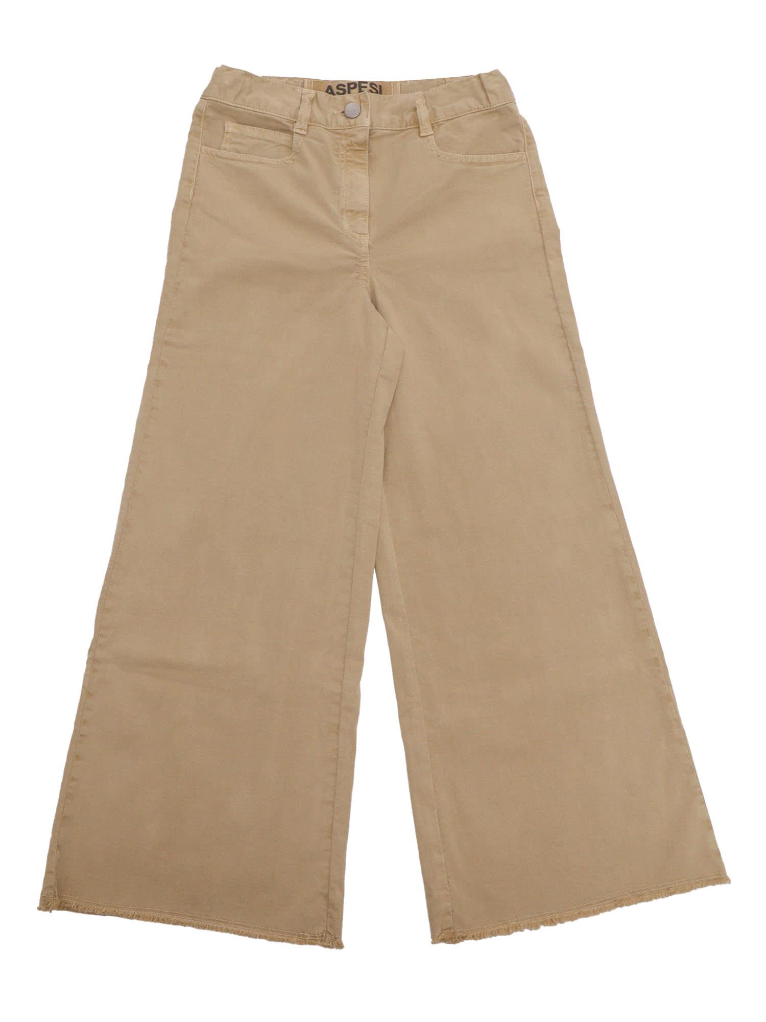 aspesi wide leg beige trousers