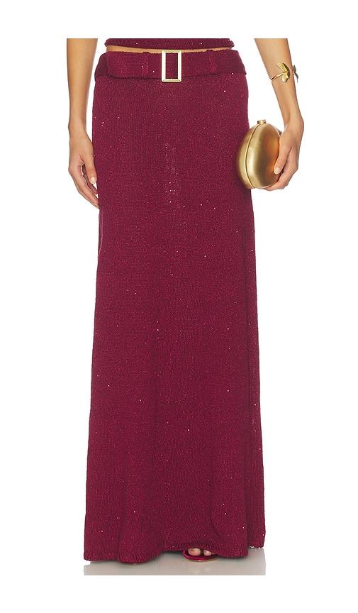 asta resort alma belted skirt in burgundy.