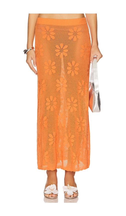 asta resort bruna crochet skirt in orange.