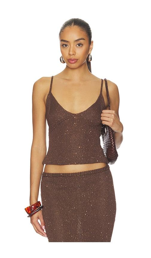 asta resort carolina camisole in brown,metallic gold.
