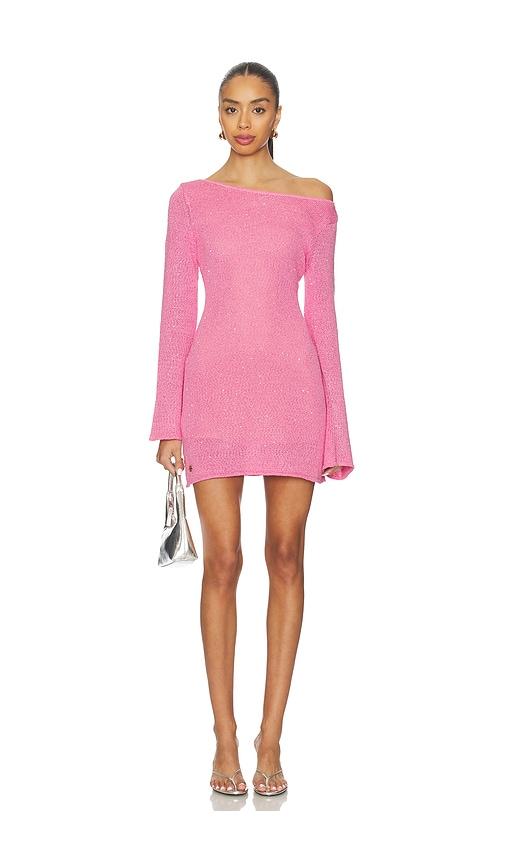 asta resort maya sleeved mini dress in pink.