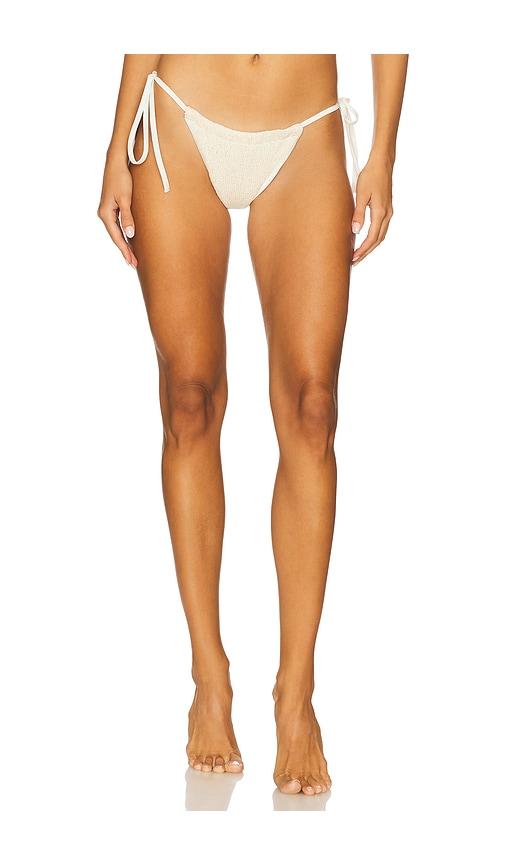 asta resort mia knitted string bikini bottom in ivory.