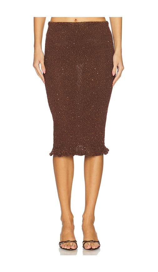 asta resort michaela midi skirt in chocolate.