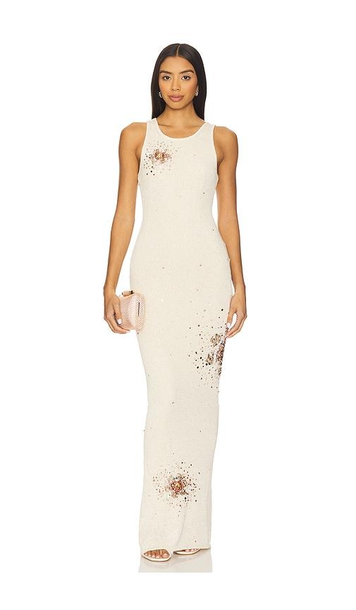 asta resort natalia hand embroidered dress in ivory.