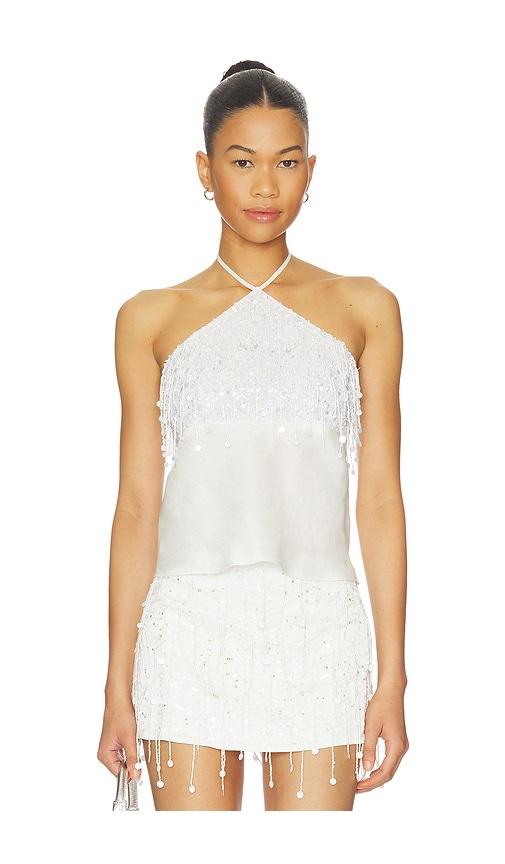 asta resort rosanna hand beaded camisole in white.