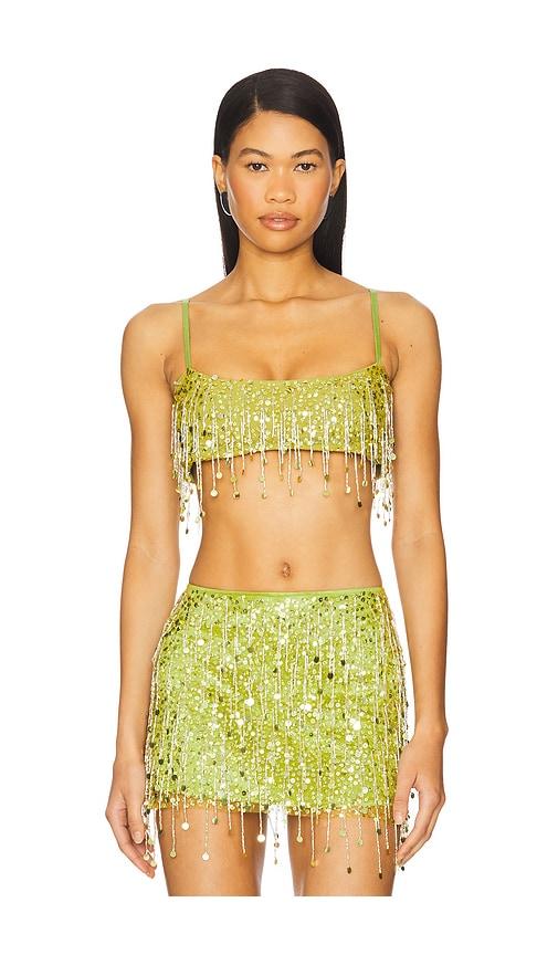 asta resort yasmin hand beaded bralette in green.