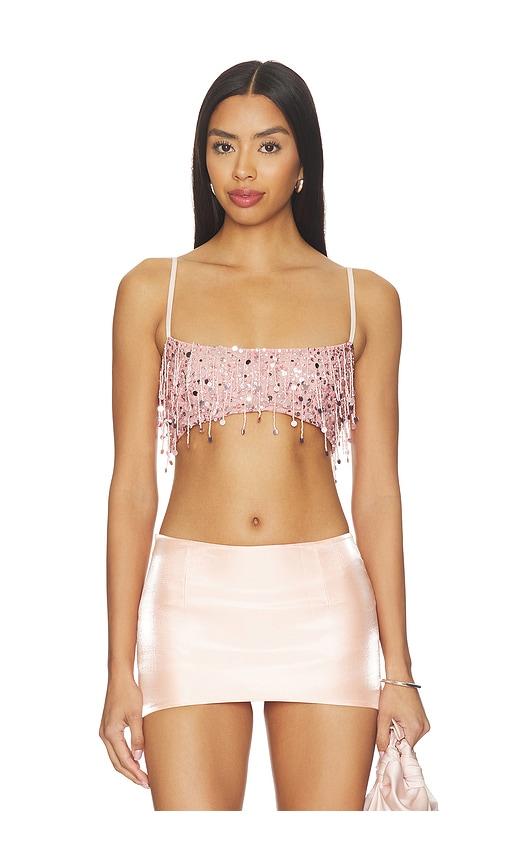 asta resort yasmin hand beaded bralette in pink.