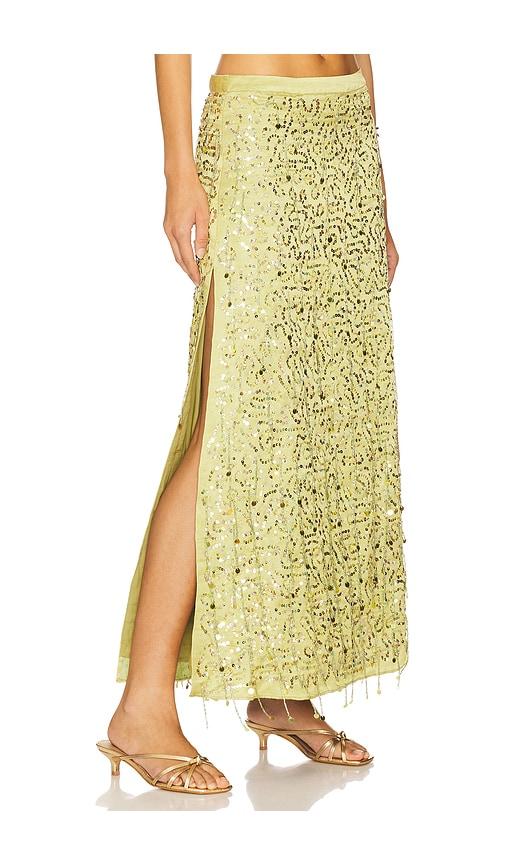 asta resort yasmin hand beaded skirt in green.