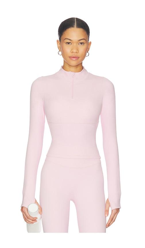 astoria half zip jacket in blush.