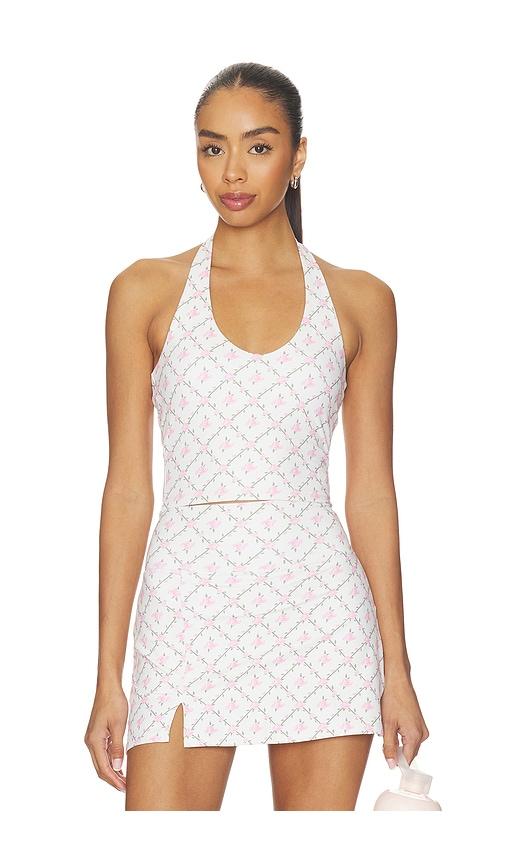 astoria open-back halter top in cream.