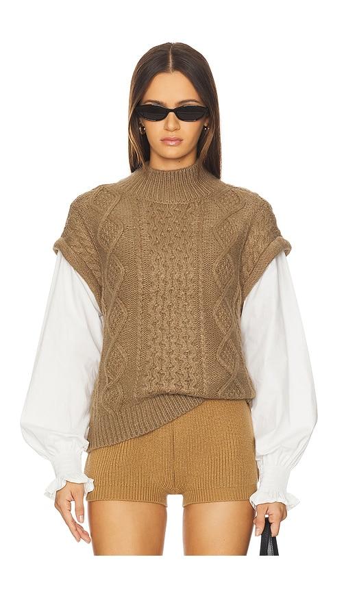 astr the label angeline mixed media sweater in brown.