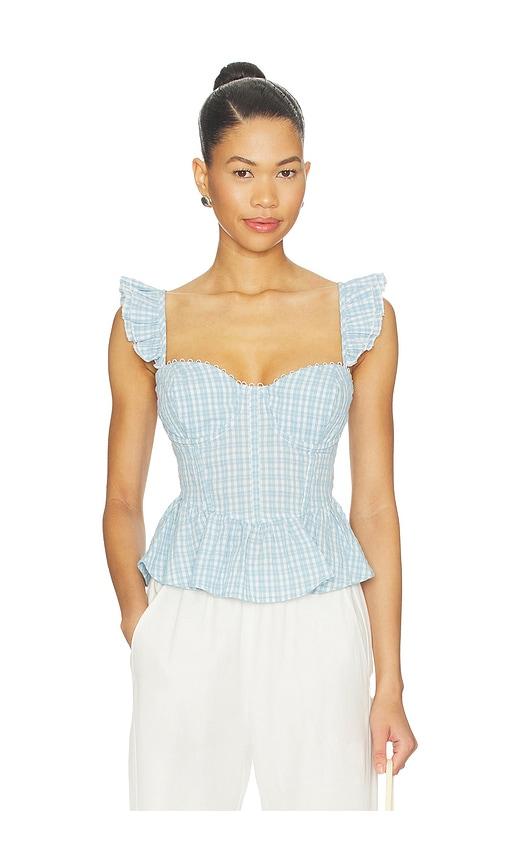 astr the label baylin top in blue.