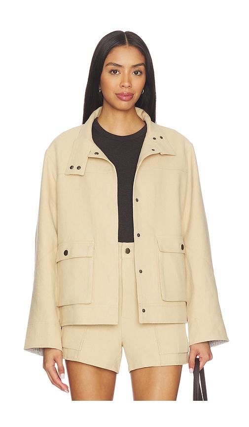 astr the label beron jacket in tan.