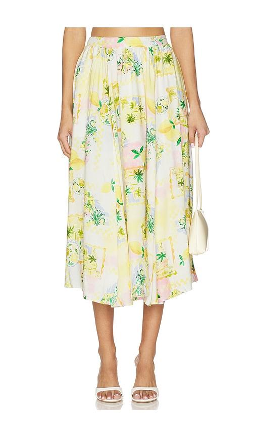 astr the label kaleigh skirt in lemon.