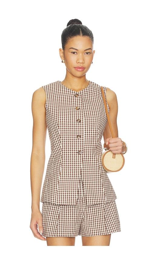 astr the label karan vest in brown.