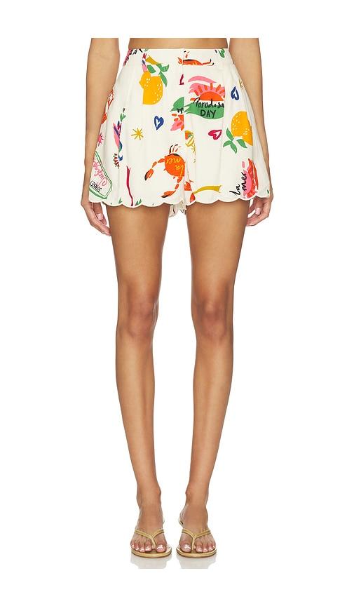astr the label margo shorts in white,orange.