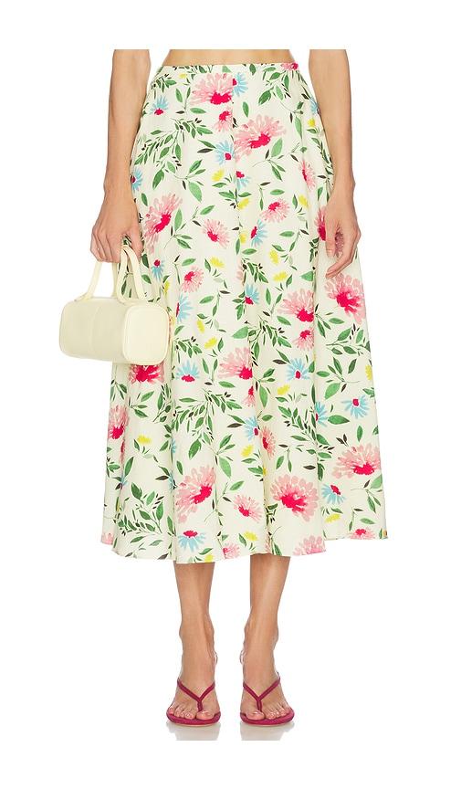 astr the label myria skirt in lemon.