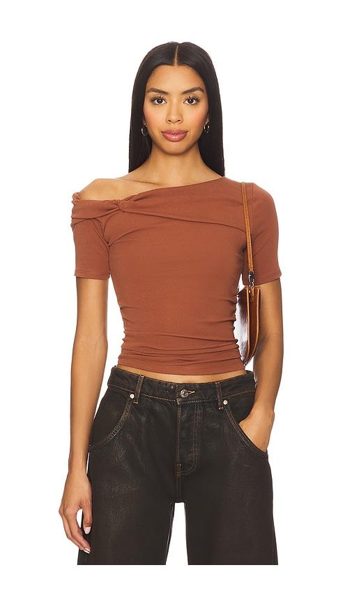 astr the label saylah top in brown.