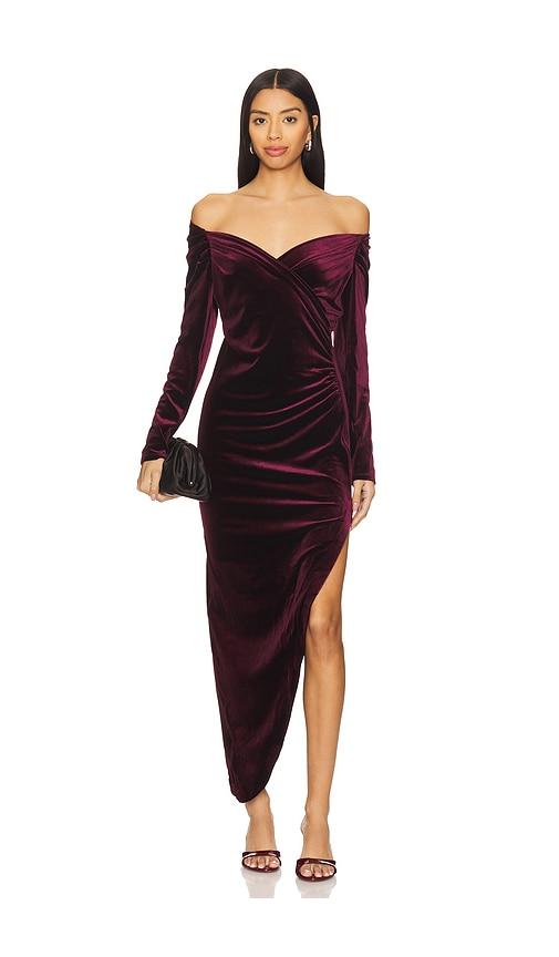astr the label sirca dress in wine.
