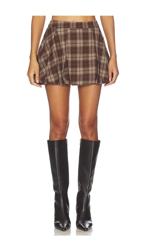 astr the label toini skort in brown.