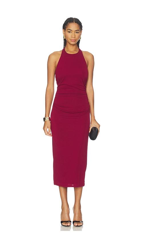 astr the label zaira dress in wine.